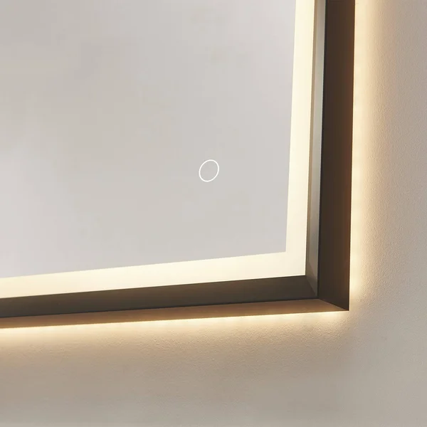 Vinnova Como Rectangle LED Lighted Accent Bathroom/Vanity Wall Mirror - 24x22, Matte Black