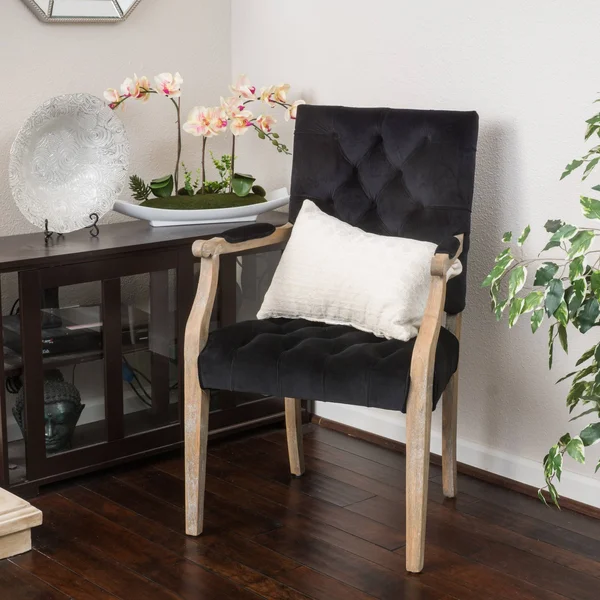 Christopher Knight Home Saltillo Velvet Arm Dining Chair by - 40 inchh x 23.5 inchw x 22.2 inchd Charcoal - Black