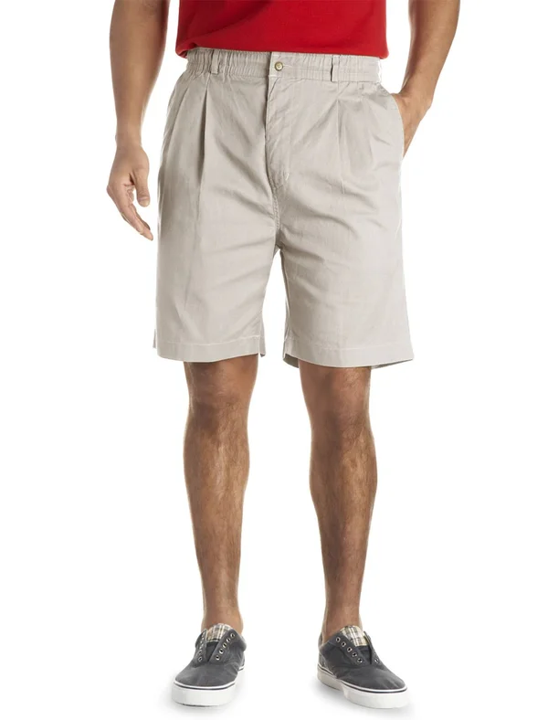 Big and Tall - Creekwood Elastic-Waist Twill Shorts - Size 60, Grey