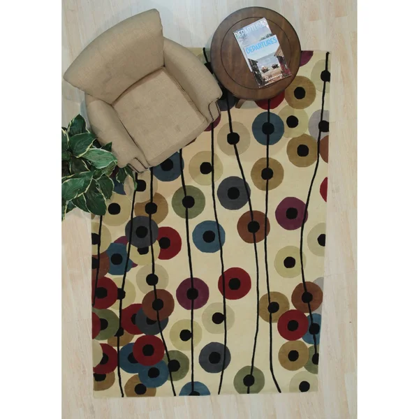 Hand-Tufted Wool Mix Transitional Stripe Modern Tufted Rug