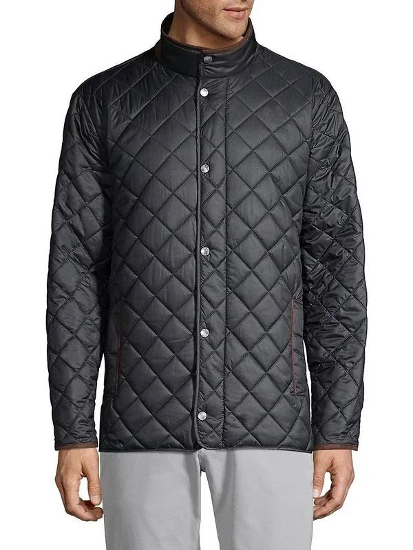 Peter Millar Suffolk Quilted Travel Coat - Black Male