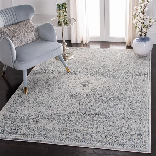 Safavieh Alhambra Alh628M 5&3x22 x 7&7x22 Cream and Blue Area Rug
