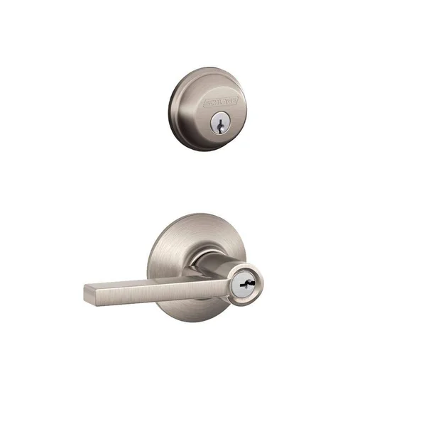 Schlage Satin Nickel Single Cylinder Deadbolt & Keyed Entry Latitude Lever