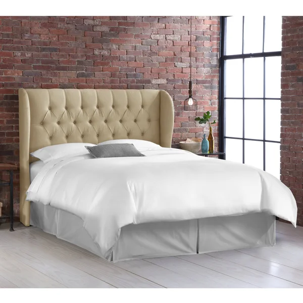 Skyline Furniture Tufted Wingback Upholstered Headboard - California King, Sandstone Linen
