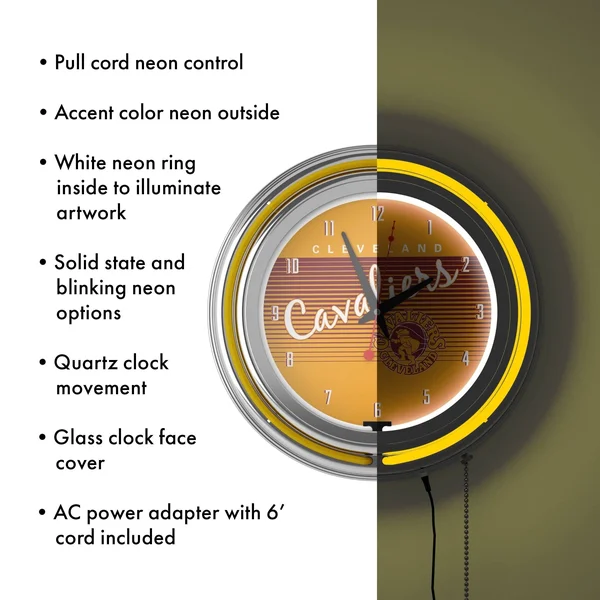 Cleveland Cavaliers Hardwood Classics NBA Chrome Neon Clock
