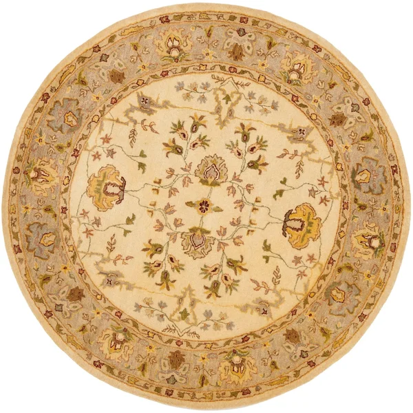 Safavieh Bergama BRG135A Ivory and Light Grey 8&0x22 x 8& Round Area Rug