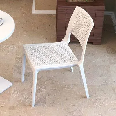 Kesler Stacking Patio Side Chair Brayden Studio? Color: White