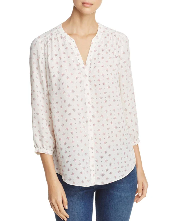 Nydj Women's Pintuck Blouse in Quincy Fresco, Regular, Size: Large, Denim