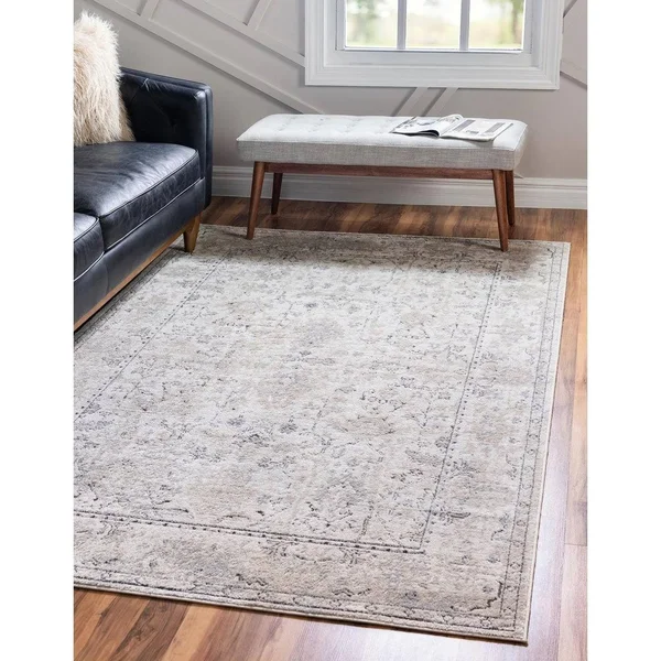 Porch & den Regal Distressed Floral Field Area Rug - 5& x 8& - Blue
