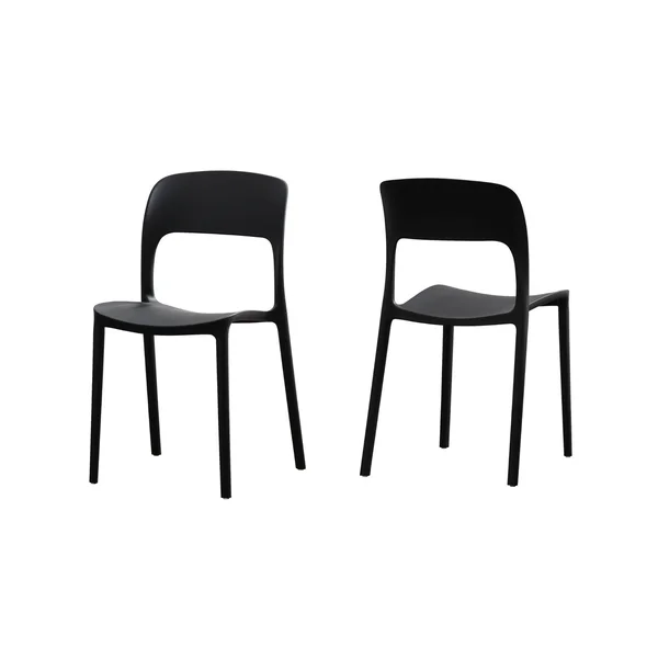 Set of 2 Black Solid Contemporary Dining Chairs 33x22