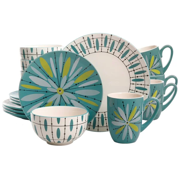 Studio California Luminescent ANZA 16-Piece Dinnerware Set in Teal