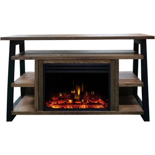 Cambridge 32x22 Sawyer Electric Fireplace Mantel/Enhanced Log - Walnut