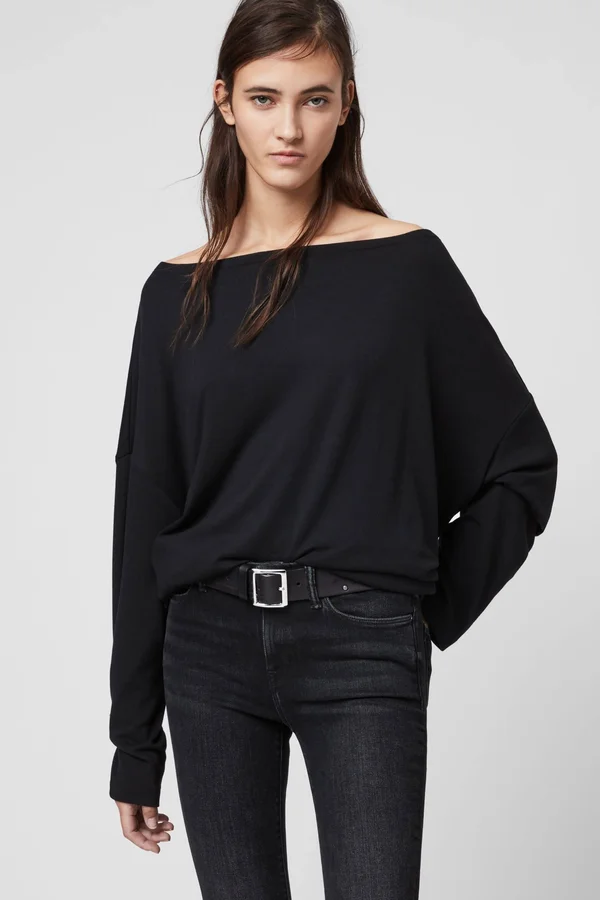 Allsaints Rita Off-The-Shoulder Top, Black, M