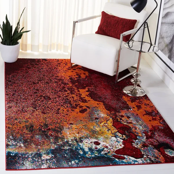 Safavieh Glacier Liliana Watercolor Modern Abstract Rug - 6&7x22 x 6&7x22 Square - Red/Orange