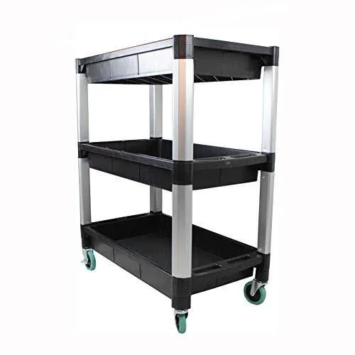 Maxworks 80873 3-Tray Service Utility Cart with Aluminum Legs & Wheels