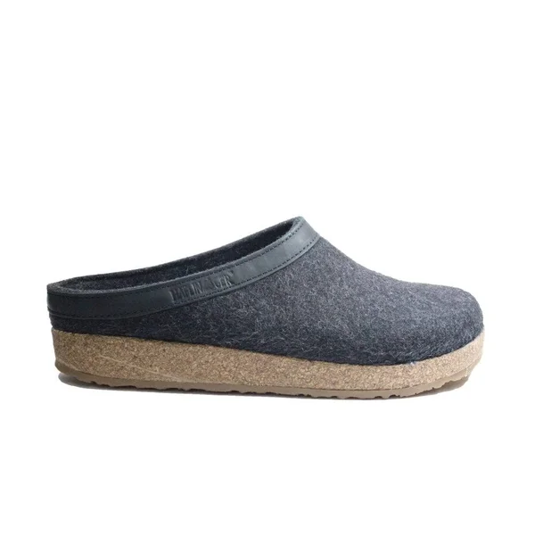 HAFLINGER Grizzly Torben Graphite Wool Unisex Slip On Mule Slippers Wi