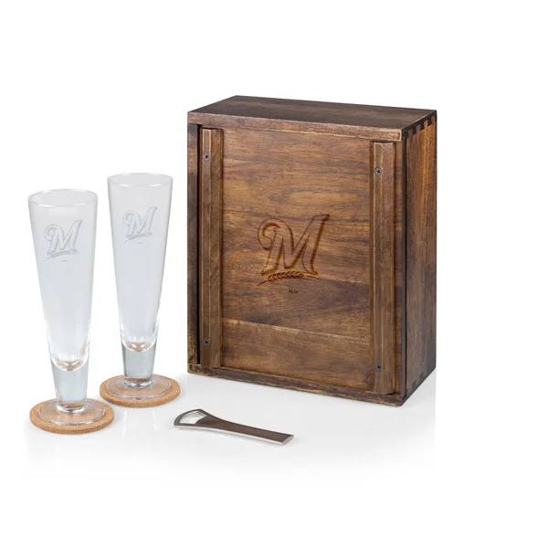 Milwaukee Brewers Pilsner Beer Gift Set for 2 - 12" x 10" x 5.3"