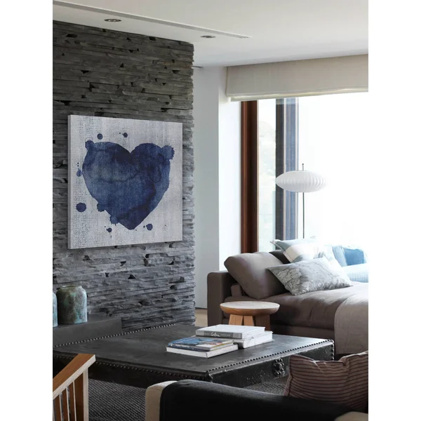 Marmont Hill - Handmade Blue Heart Print on Wrapped Canvas - 48 x 48