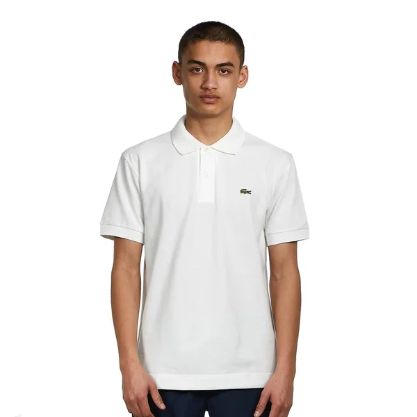 Lacoste Short Sleeved Ribbed Collar Shirt - Flour - S - Men