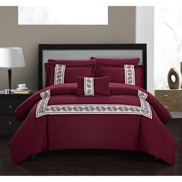 Chic Home Mason 8 Piece Hotel Collection Applique Comforter Set - Twin