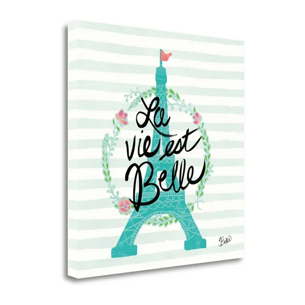 Tangletown Fine Art La Vie Est Belle by Studio Bella, Fine Art Giclee Print on Wrap Canvas 27x27x22