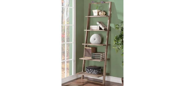 Riverside Furniture Lean Living Leaning Bookcase Smoky Driftwood