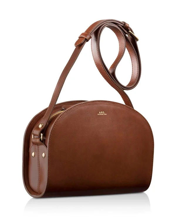 A.P.C. Demi Lune Small Leather Crossbody - Red/Gold