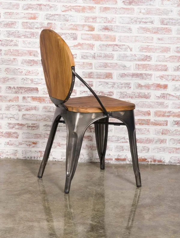 Fine Mod Imports Metal Dining Chair, Walnut