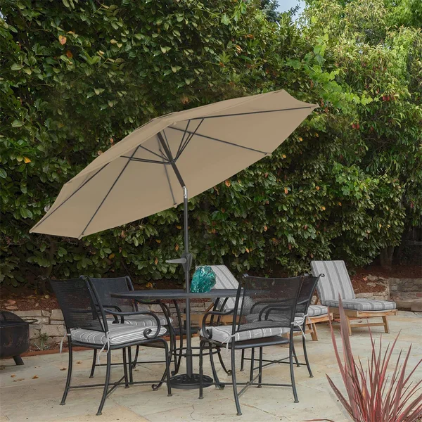 Nature Spring 10' Auto-Tilt Patio Umbrella - Sand