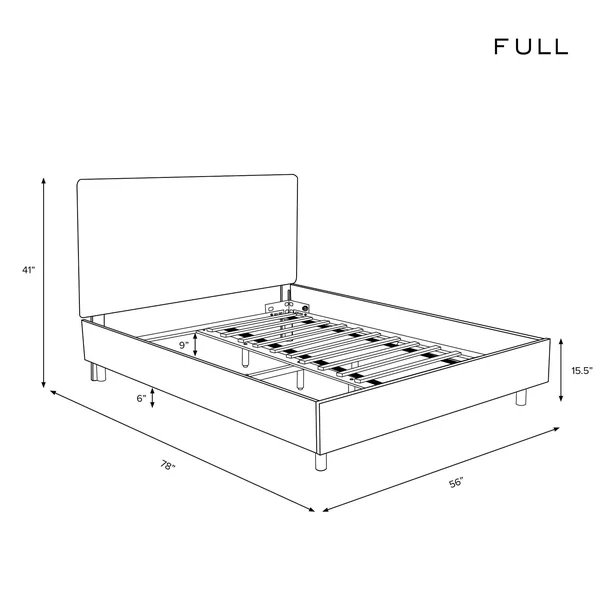 Full Tufted Platform Bed in Zuma Charcoal - Project 62