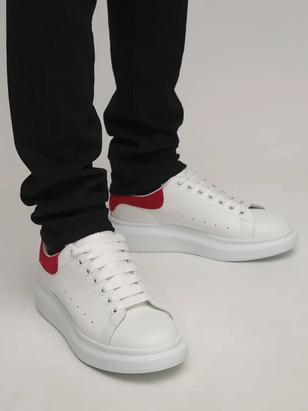 Alexander McQueen, Men 45mm Leather Platform Sneakers White/Red 41