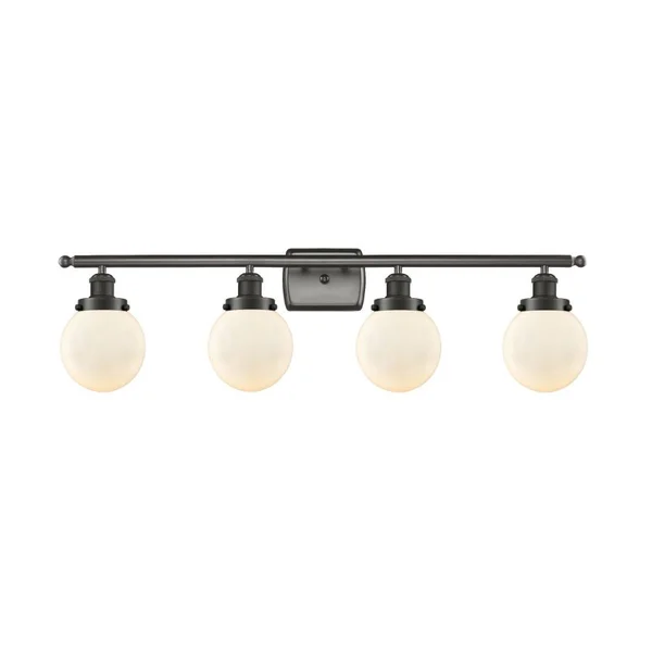 Innovations 916-4W-OB-G201-6-LED Beacon 4 Light 36 inch Bath Vanity Light in Oil Rubbed Bronze