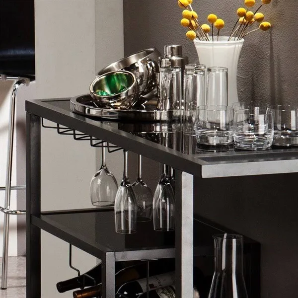 Pemberly Row Bar Cart in Gunmetal Gray