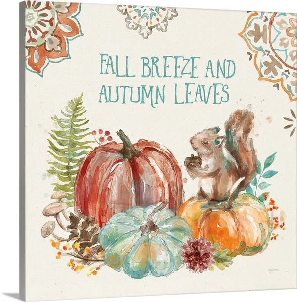 Autumn Friends IV, Canvas Wall Art, 16x16, Great Big Canvas