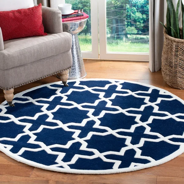 Safavieh 5& x 5& Square Chatham CHT732B Blue - Ivory Rug