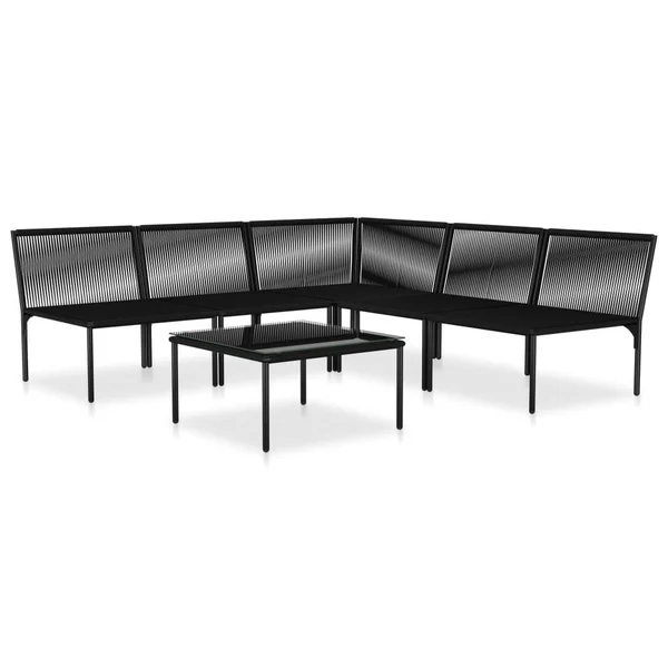 vidaXL 6 Piece Garden Lounge Set with Cushions Black PVC