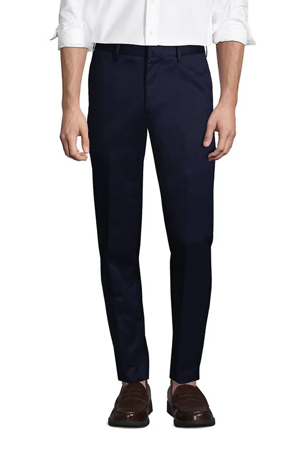 Men's Tailored Fit No Iron Twill Dress Pants - Lands& End - Blue - 30