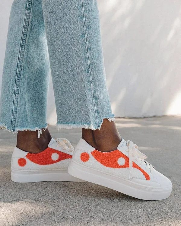 Yin Yang Platform Sneaker Coral, White, 9.5