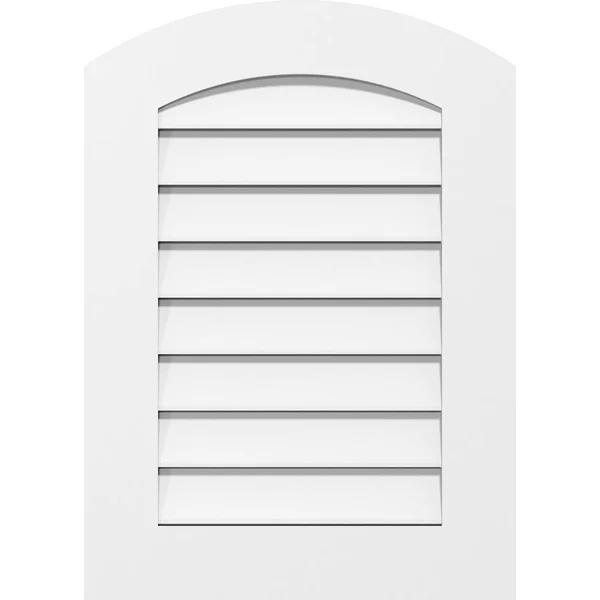 Ekena Millwork GVPAR16X2401SF 16x22W x 24x22H Arch Top Surface Mount PVC Gable Vent: Functional - w/ 3-1/2x22W x 1x22P Standard F