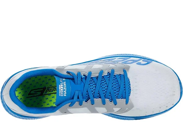 Skechers Men's GOrun Razor 3 Hyper Running Shoes, White/Blue, 8.5