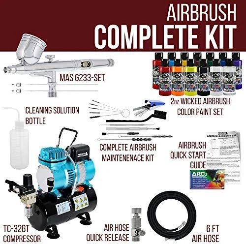 Master Performance G233 Airbrush Kit with 3 Tips and Master Air Compressor TC-20
