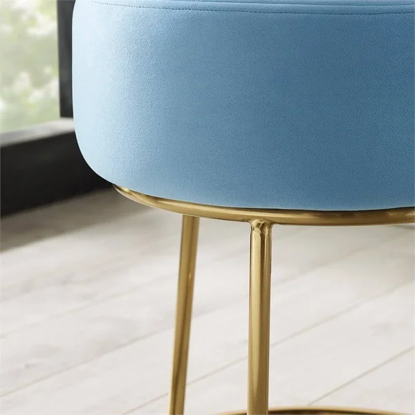 Riverbay Furniture Metal Accent Vanity Stool in Light Blue