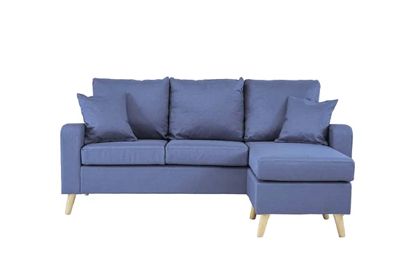 Modern Fabric Small Space Sectional Sofa with Reversible Chaise - Blue