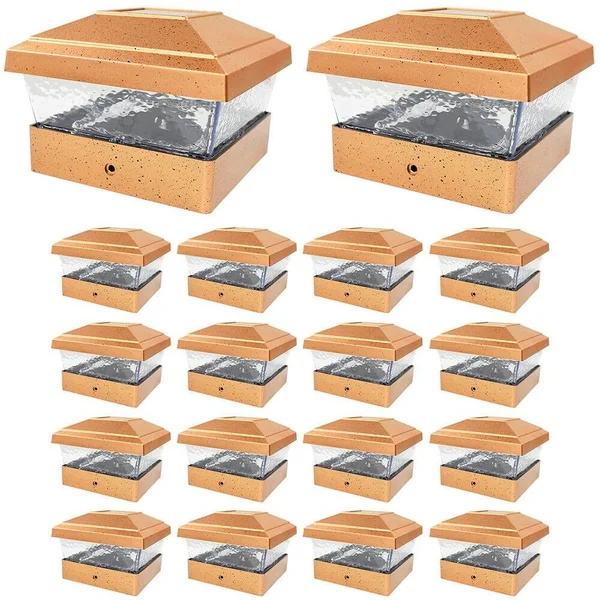 Caesar Plaza 18 Copper Outdoor 5 x 5 Solar LED Post Deck Cap Square Fence Light Landscape