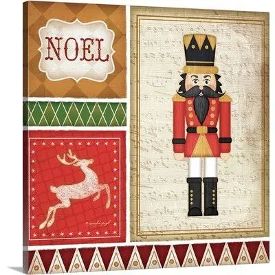 &Christmas Art &Nutcracker Noel Square& by Jennifer Pugh Graphic Art Print Great Big Canvas Format: Canvas, Size: 20x22 H x 20x2