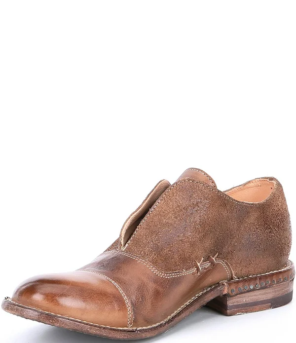 Bed|Stu Rose Women's Leather Slip on 6.5, Teak Dip Dye
