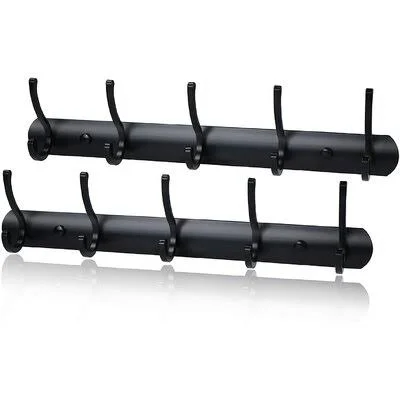 Wall Coat Hooks Coat Rack Wall Mounted, Coat Hooks, Heavy Duty Metal Hook Rack for Clothes, 5 Hooks 2 Packs Rebrilliant
