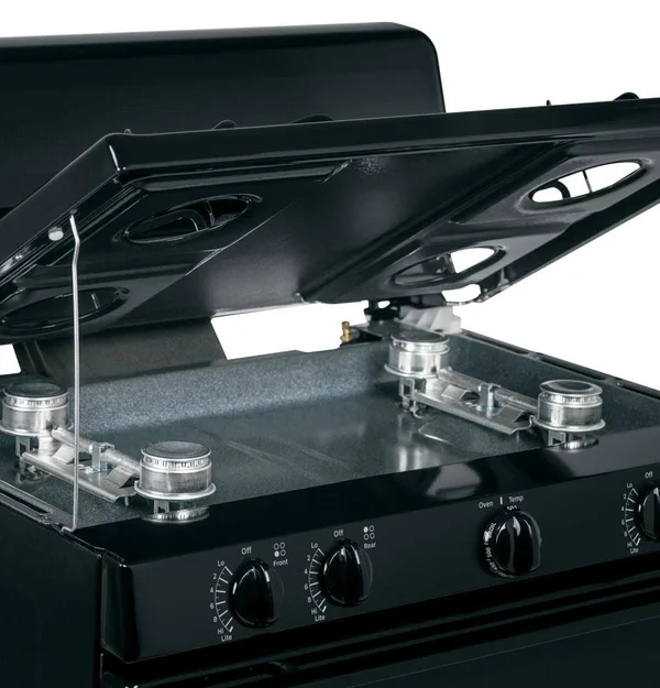 Hotpoint RGB525DEHBB Gas Range with Broiler Drawer - Freestanding - 4.8 cu ft - Black