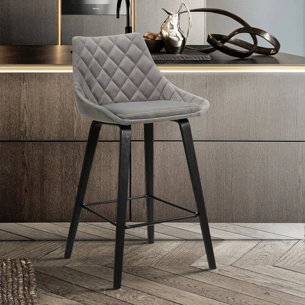 Armen Living Dani 26x22 Brown Faux Leather Barstool in Walnut Glazed Finish