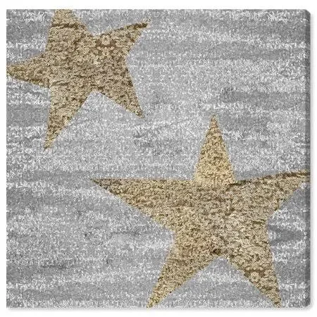 Runway Avenue Nautical and Coastal Wall Art Canvas Prints &Off Star Sequins& Marine Life - Gold - Gray, Size: 43 x 43
